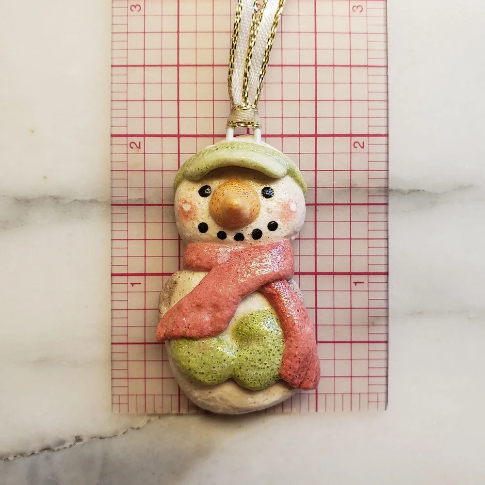 New Handmade Salt Dough Snowman Ornament